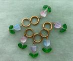 Oorbellen glazen tulpjes spring hoops tulips boho earrings, Ophalen of Verzenden, Zo goed als nieuw, Overige materialen