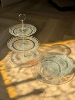 Vintage romantische glazen borden set, 4 stuks., Ophalen of Verzenden, Zo goed als nieuw, Rond, Glas