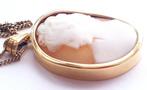 Prachtige antiek gouden hanger camee met ketting 14 karaats, Sieraden, Tassen en Uiterlijk, Antieke sieraden, Verzenden, Goud