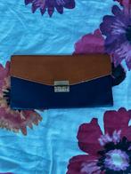 Blauw-bruin clutch tasje met roze voering, Ophalen, Zo goed als nieuw, Blauw