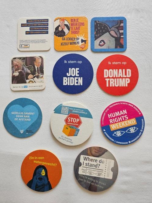 17 Bierviltjes Overheid Politiek Ideëel, Verzamelen, Biermerken, Gebruikt, Viltje(s), Overige merken, Ophalen of Verzenden