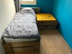 Steigerhouten 1-persoonsbed met gamehocker, Ophalen, Gebruikt, 90 cm, Steigerhout