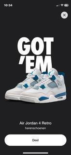 Jordan 4 military blue, Kleding | Heren, Schoenen, Ophalen of Verzenden, Nieuw, Wit