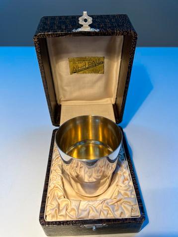 Vintage verguld zilver beker doopbeker art deco c1950 beschikbaar voor biedingen