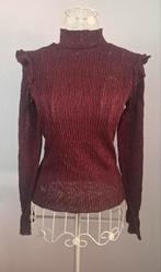 Revelation semitransparante top met ruches XS, Kleding | Dames, Tops, Bruin, Ophalen of Verzenden, Zo goed als nieuw, Lange mouw
