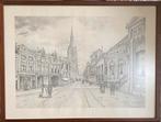 Ingelijste prent Gouda Kleiweg door Chr. Schut 30 x 40 cm, Antiek en Kunst, Ophalen of Verzenden