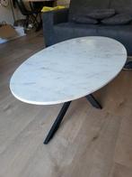 Salontafel Faye Ovaal | Wit Marmer | 130x70x46 cm, Huis en Inrichting, Tafels | Salontafels, Ophalen, Nieuw, Minder dan 50 cm