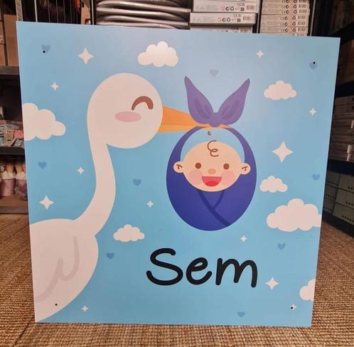 Geboortebord Jongen Ooievaar, Kinderen en Baby's, Kraamcadeaus en Geboorteborden, Nieuw, Ophalen