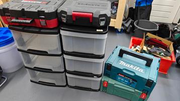 2x Makita M-box. 2x parkside professional. 6 schuifbakken beschikbaar voor biedingen