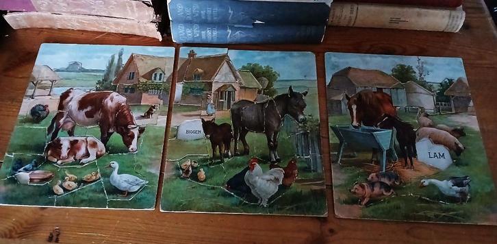 Antiek kartonnen puzzels Welkom op de boerderij Beemster 3x, Antiek en Kunst, Curiosa en Brocante, Ophalen of Verzenden