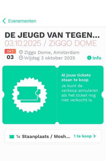 1x ticket vrijdag (staanplaats) voor DJVT @ Ziggo Dome beschikbaar voor biedingen