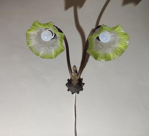 Mooie oude koperen dubbele wandlamp, Antiek en Kunst, Antiek | Lampen, Ophalen