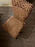 Cognac Suède Eetkamerstoelen - Set van 4, Huis en Inrichting, Ophalen, Gebruikt, Bruin, Leer
