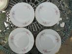 4 gebaksbordjes Thun Czechoslovakia met roze bloemen, Ophalen of Verzenden