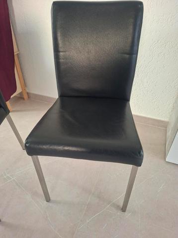 Zwarte leren stoelen - set van 6 beschikbaar voor biedingen