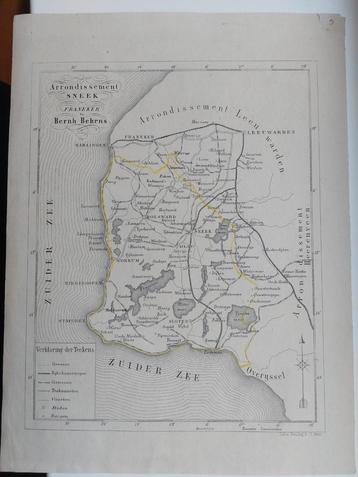 3 / Arrondissement Sneek met Workum Sloten Litho Behrns 1861 beschikbaar voor biedingen
