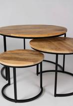 Industriële salontafels van Mangohout set 3-delig, Ophalen