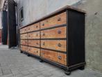 Zwart Houten Dressoir | Industriele Kast Lowboard Hout 2, Gebruikt, Metaal, Ophalen of Verzenden, 200 cm of meer