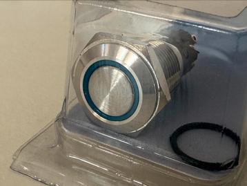 Allpa RVS Ring LED drukschakelaar 24V boorgat Ø16mm blue LED beschikbaar voor biedingen