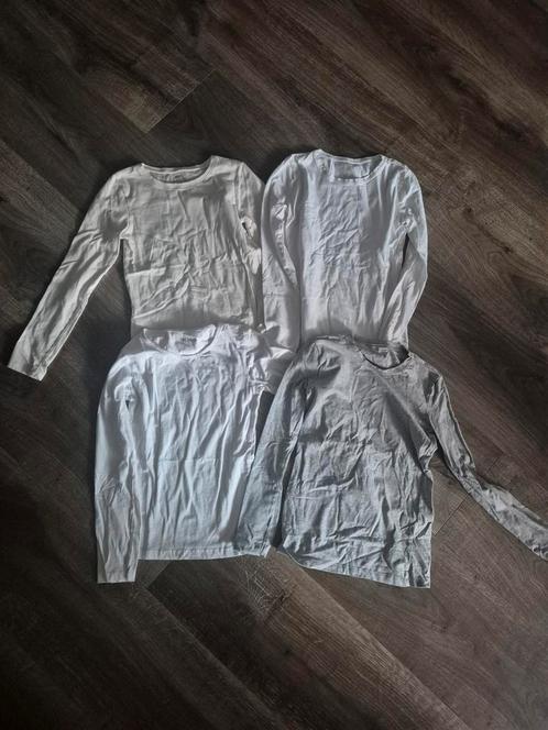 Basic longsleeve shirts shirt 4 stuks wit creme grijs 146 15, Kinderen en Baby's, Kinderkleding | Maat 146, Zo goed als nieuw