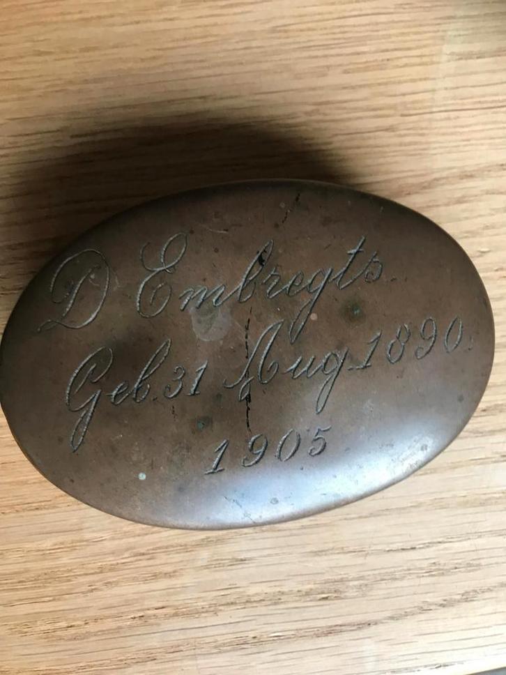 Antiek Tabaksdoosje 1905 met Inscriptie, Antiek en Kunst, Antiek | Woonaccessoires, Ophalen