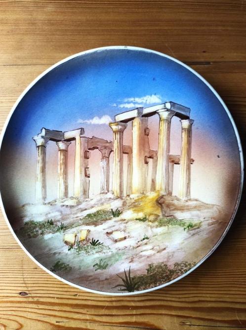 Wandbord Akropolis Athene Griekenland vintage handbeschilder, Huis en Inrichting, Woonaccessoires | Wanddecoraties, Gebruikt, Ophalen of Verzenden