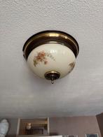 Antieke Plafondlamp met Bloemmotief, Ophalen, Gebruikt, Glas