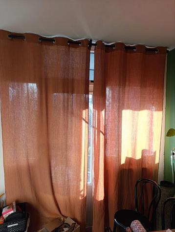 4 Katoengaas Gordijnen Gifi Licht Terracotta beschikbaar voor biedingen