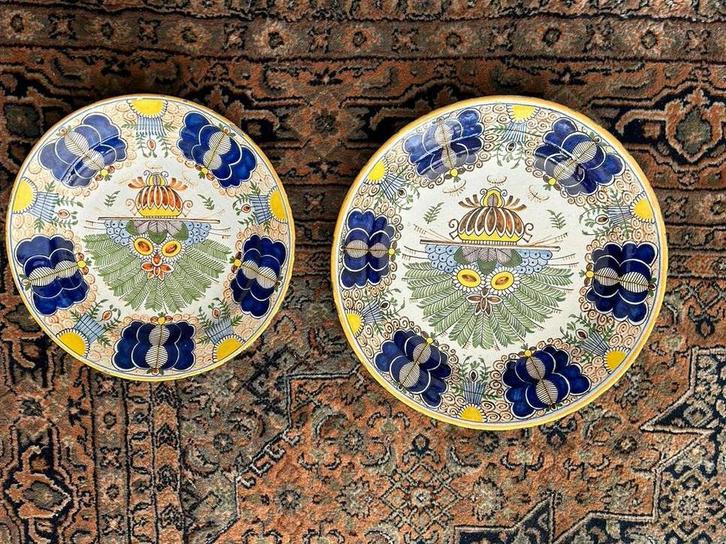 Makkummer Pauwenstaart Wandborden, ca. 1900, Antiek en Kunst, Antiek | Schalen, Ophalen