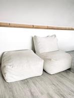 Lauilounge teddy bouclé setje stoel met poef, Huis en Inrichting, Stoelen, Wit, Ophalen of Verzenden, Zo goed als nieuw, Eén