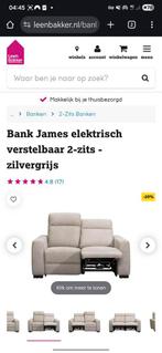 Bank James Elektrisch Verstelbaar 2-zits - Zilvergrijs, 150 tot 200 cm, 75 tot 100 cm, Ophalen of Verzenden, Rechte bank