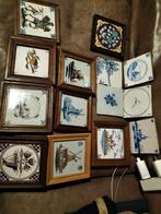 Oude tegeltjes in houten lijst, Antiek en Kunst, Antiek | Wandborden en Tegels, Ophalen of Verzenden