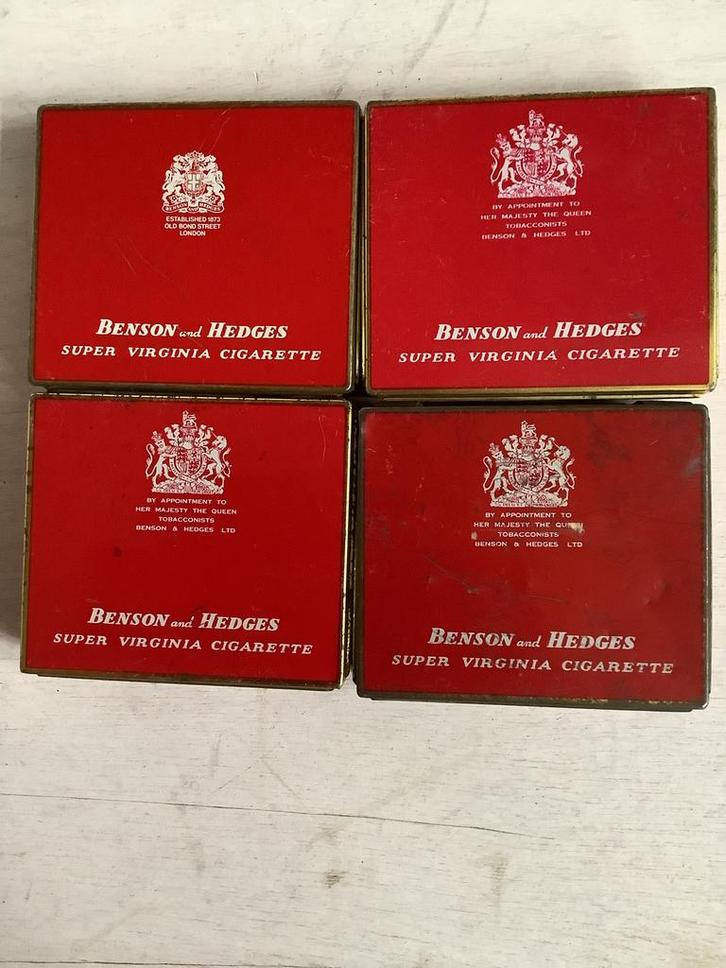 Vintage Benson & Hedges Blikken - Set van 4, Verzamelen, Blikken, Gebruikt, Overige, Overige merken, Ophalen of Verzenden