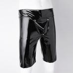Heren zwarte pu leren korte broek kortebroek lak, Verzenden, Nieuw, Zwart
