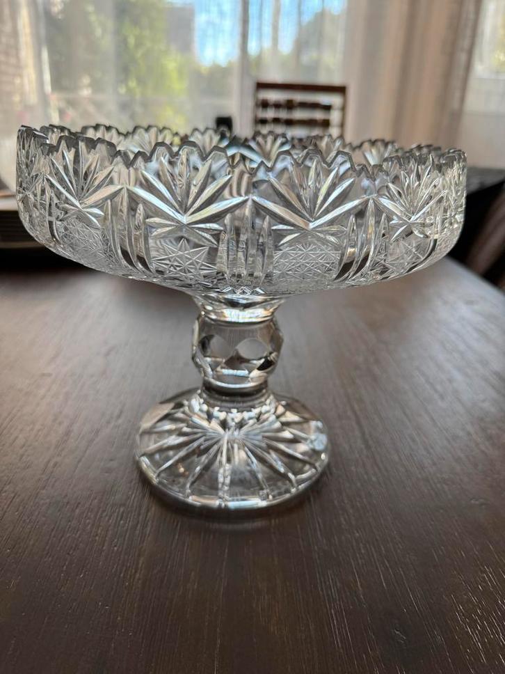 Kristallen fruitschaal op voet, Antiek en Kunst, Antiek | Glas en Kristal, Ophalen of Verzenden