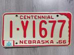 Kentekenplaat Nebraska USA 1966 Nummerplaat Nummerbord, Verzamelen, Auto's, Gebruikt, Ophalen of Verzenden