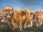 Olieverfschilderij met koeien, Antiek en Kunst, Kunst | Schilderijen | Klassiek, Ophalen of Verzenden