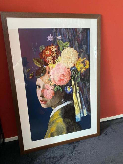Wandafbeelding "Meisje met de parel" ingelijst, Huis en Inrichting, Woonaccessoires | Wanddecoraties, Zo goed als nieuw, Ophalen
