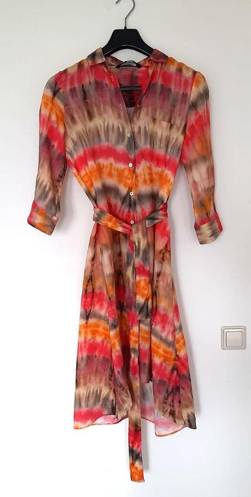Linnen tei dye jurk van Zara, Kleding | Dames, Jurken, Zo goed als nieuw, Maat 36 (S), Roze, Boven de knie, Ophalen of Verzenden