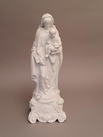 Madonna met kind antiek biscuit porselein beeld 39 cm hoog beschikbaar voor biedingen