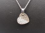 Zilveren hart hanger met zirkonia en collier             ZN2, ., Ophalen of Verzenden, Zo goed als nieuw, .