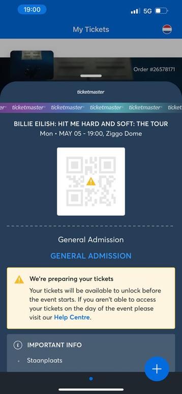 2 x staantickets Billie eilish beschikbaar voor biedingen