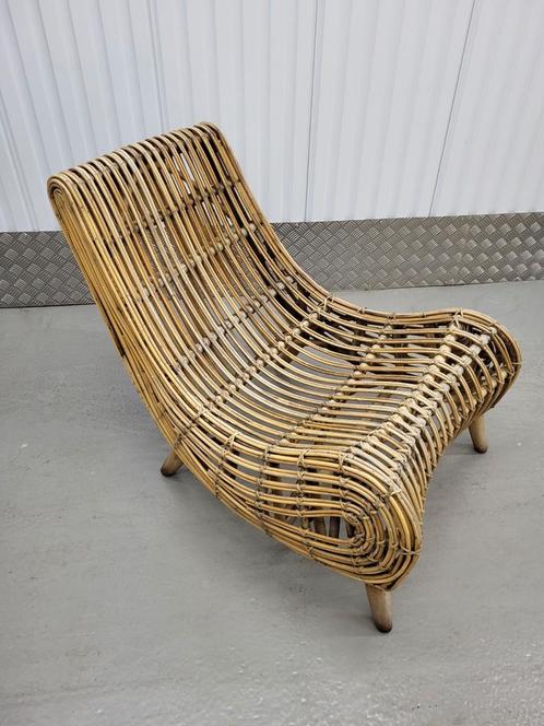 Design Rotan Stoel - Eyecatcher!, Huis en Inrichting, Stoelen, Gebruikt, Eén, Riet of Rotan, Bruin, Ophalen of Verzenden