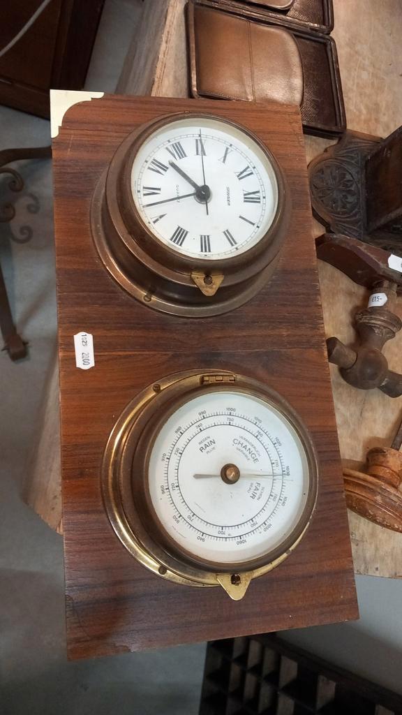 Antieke Barometer & Klok Set, Antiek en Kunst, Antiek | Klokken, Ophalen of Verzenden