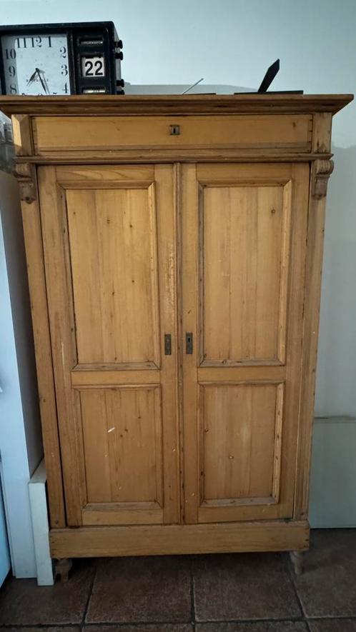 Massief houten kast: 4 planken, 3 lades | vintage/landelijk, Antiek en Kunst, Antiek | Meubels | Kasten, Ophalen