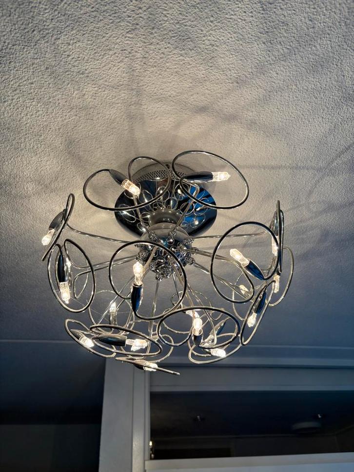 Moderne RVS-look Lamp met 20 Lichtbronnen, Huis en Inrichting, Lampen | Plafondlampen, Nieuw, Metaal, Ophalen