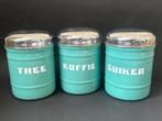 Mint Groene Koffie, Thee & Suiker Voorraadbussen, Antiek en Kunst, Antiek | Emaille, Ophalen of Verzenden
