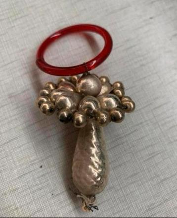 Kerstbal Vintage glazen kraal babyrammelaar fopspeen kerstba beschikbaar voor biedingen