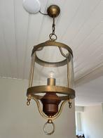 Hanglamp hout en messing, Ophalen, Gebruikt, Metaal, Minder dan 50 cm