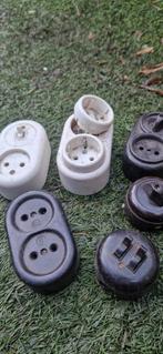 Oude jaren 30 (stop) contact dozen van bakeliet (brocante), Ophalen of Verzenden, Gebruikt, Stopcontact